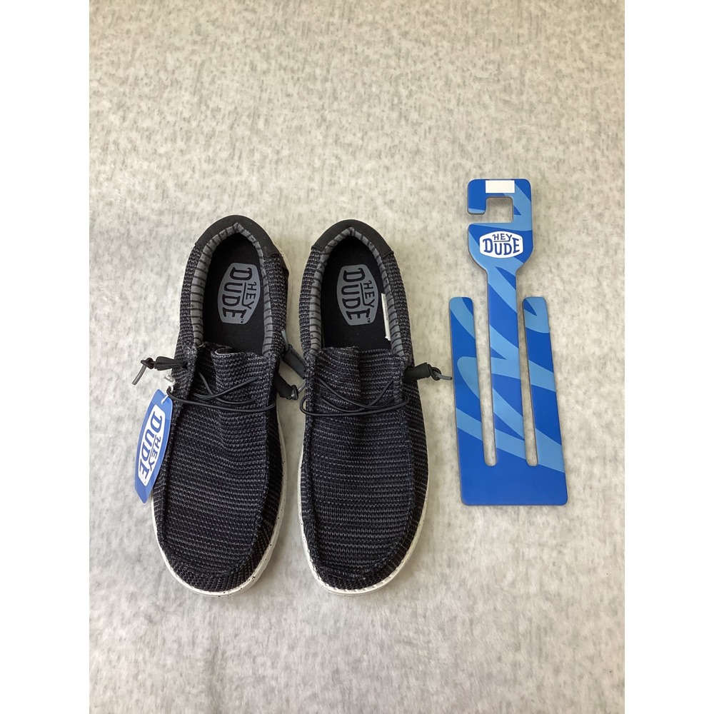 Hey Dude Wally Stretch Sox Mens Black White Slip On Loafers 41898-066 M13.